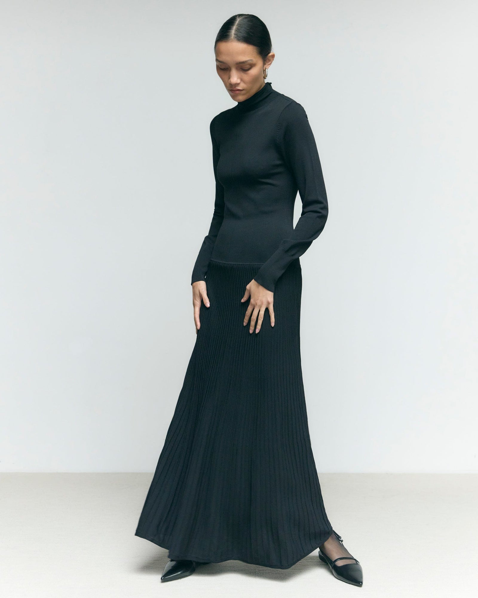 Charlotte | Chandra Ottoman-Knit Long-Sleeve Dress in Size Small