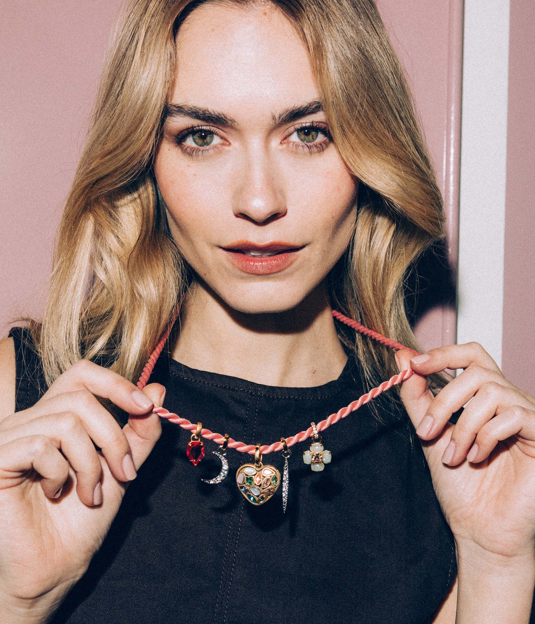 Marina Silk Cord Necklace in Pink - Loren Hope