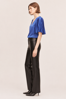 Pleated Sleeve Blouse | Cobalt
