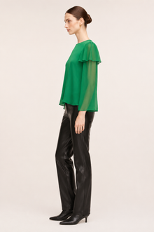 Ruffle Silk Chiffon Blouse | Jade