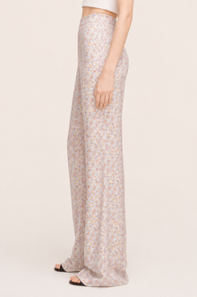Violet Fleur Silk Pajama Pant | Violet Fleur Glass Blue Combo
