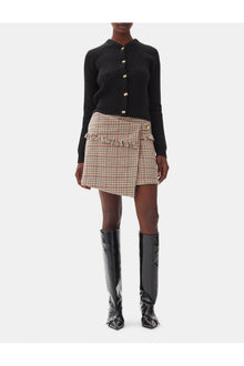 Check Asymmetrical Wrap Mini Skirt | Tiger's Eye