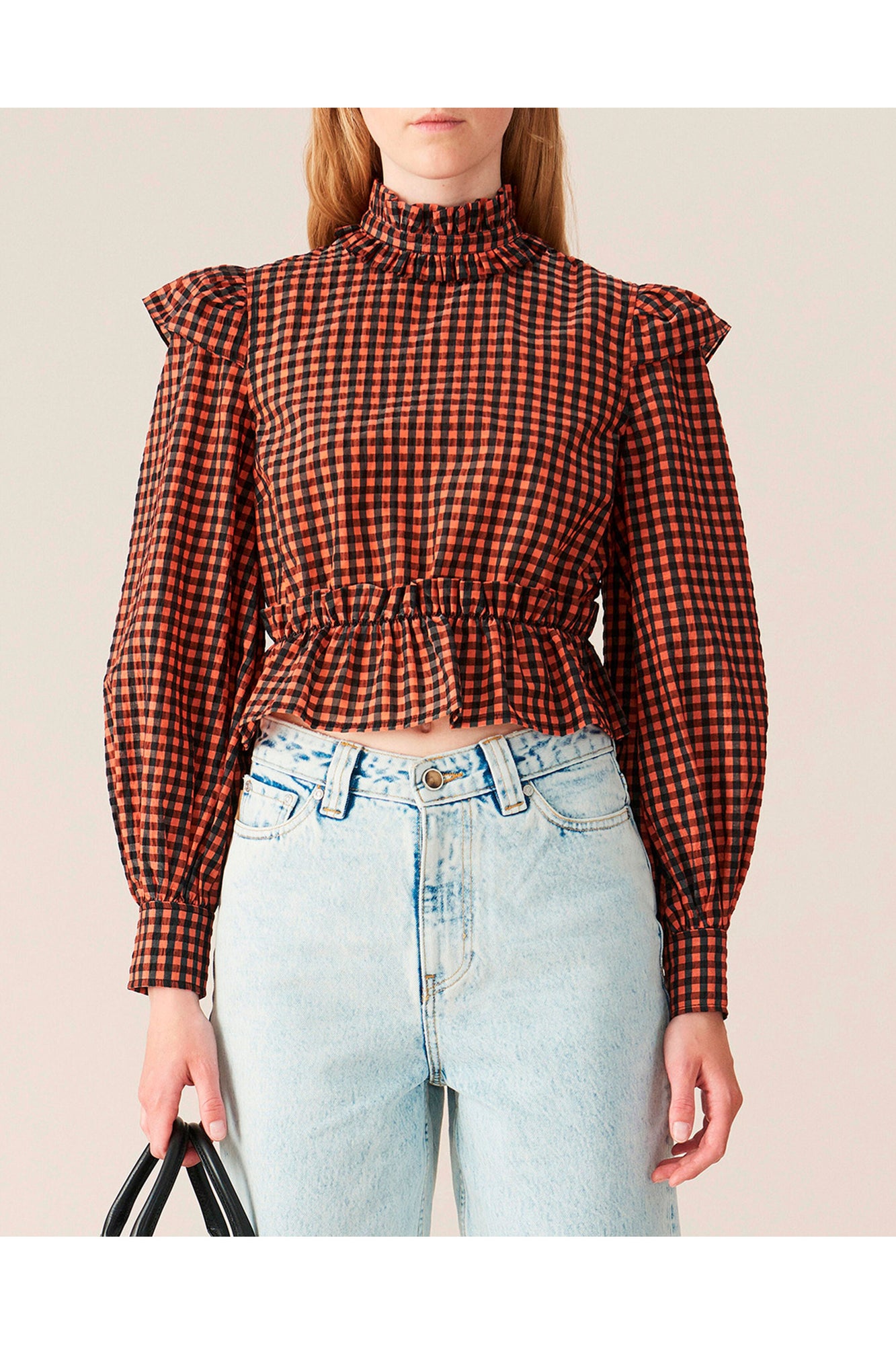 Check Seersucker Blouse | Flame