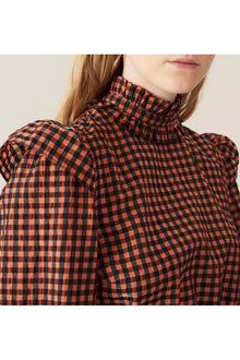 Check Seersucker Blouse | Flame