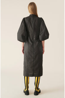 Check Seersucker Midi Dress | Black