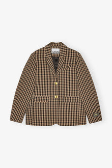 Check Wool Blazer | Chicory Coffee