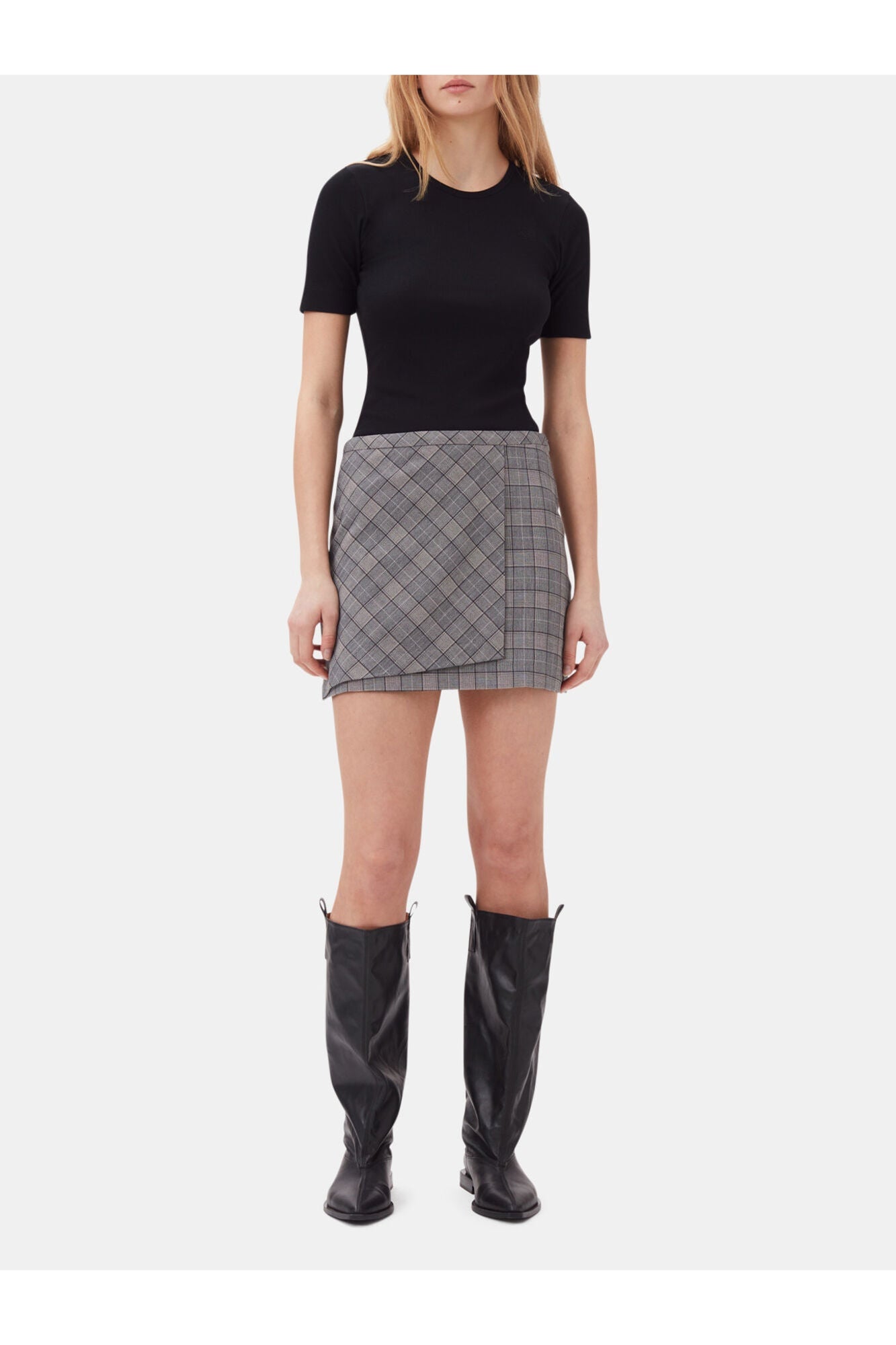 Checkered Mini Skirt | Frost Gray