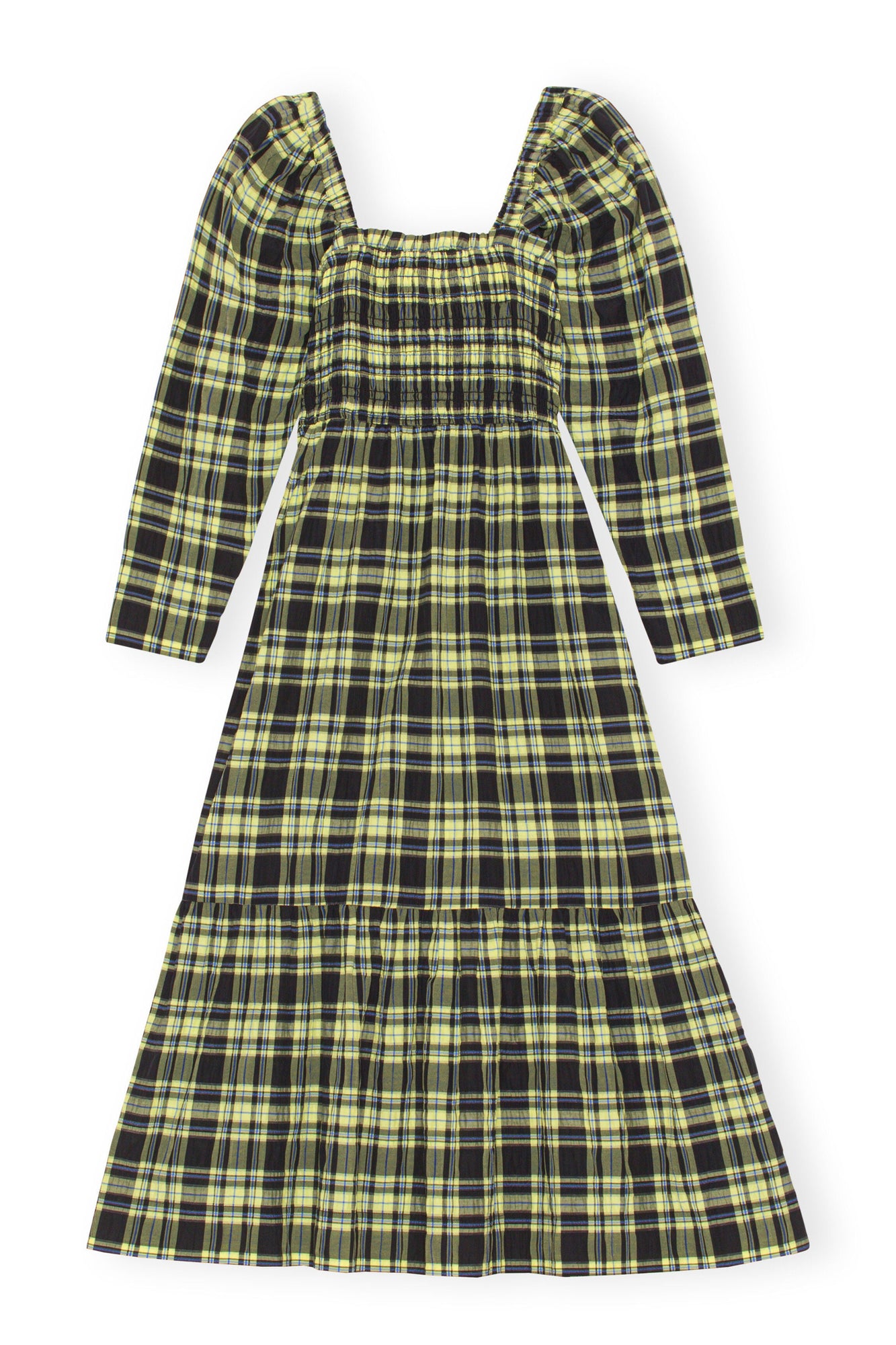 Checkered Seersucker Maxi Dress | Check Elfin Yellow