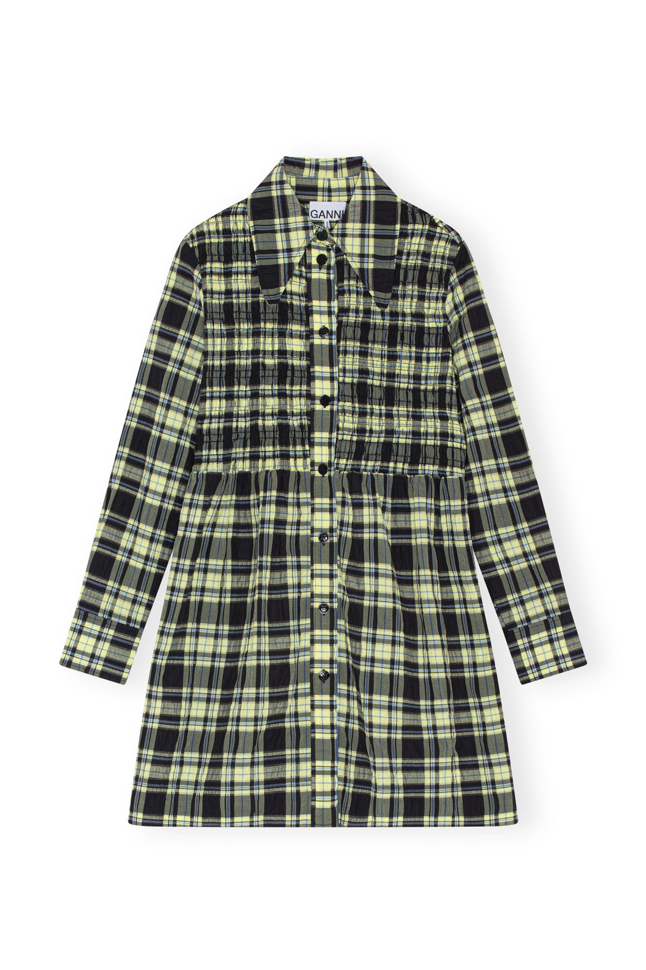 Checkered Seersucker Shirt Dress | Check Elfin Yellow