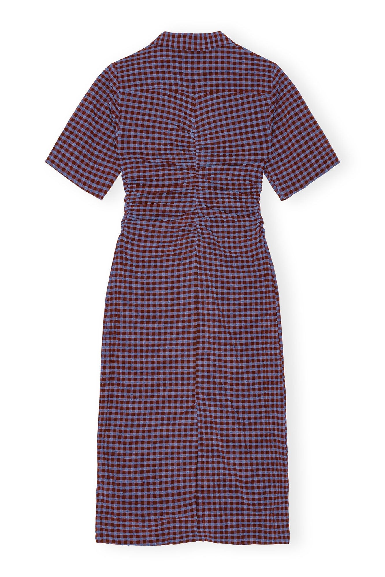 Checkered Stretch Seersucker Fitted Dress | Racing Red