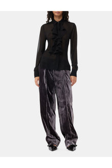 Chiffon Ruffle Shirt | Black