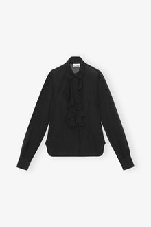 Chiffon Ruffle Shirt | Black