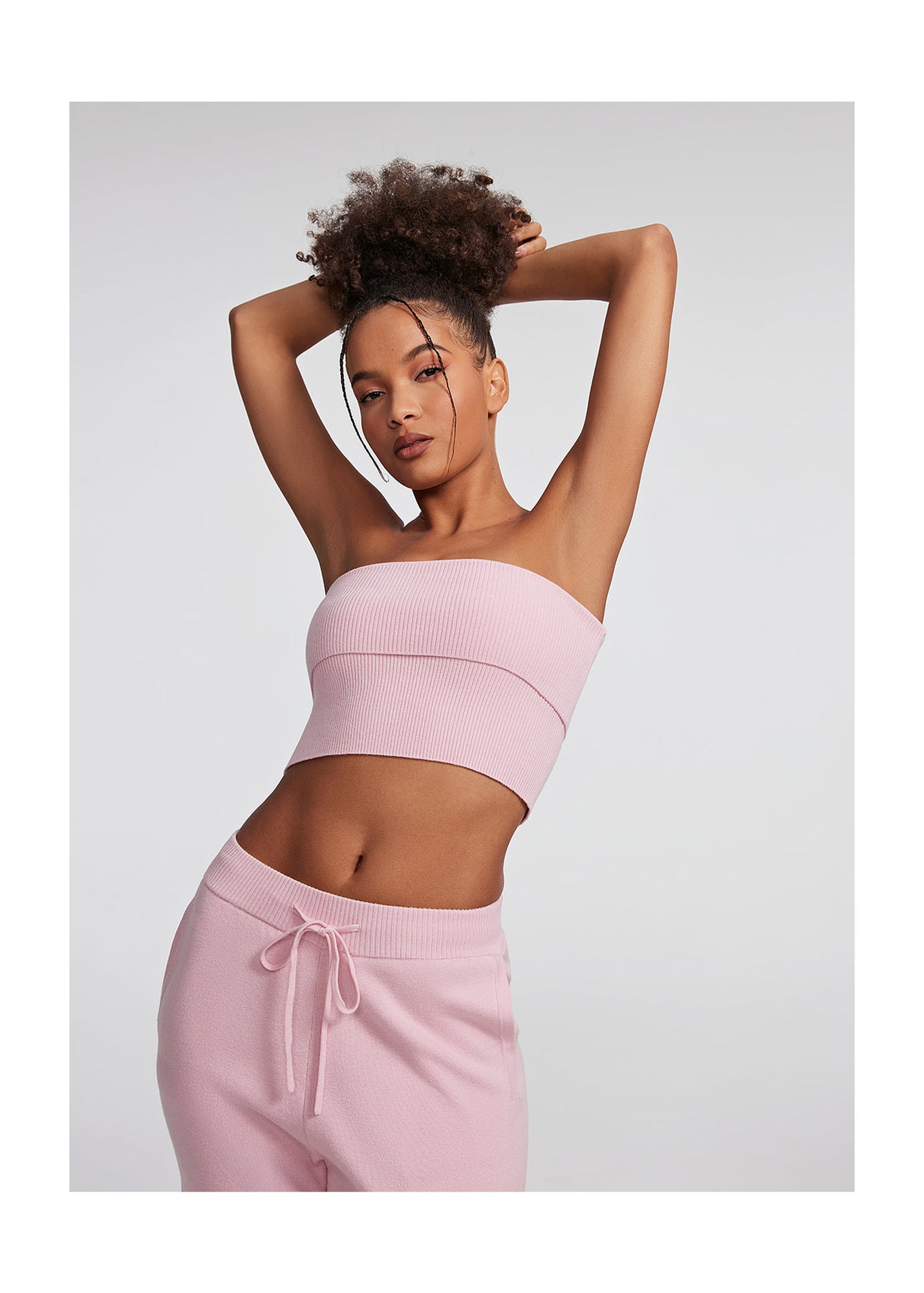 Chunky Knit Crop Top | Ballet Pink