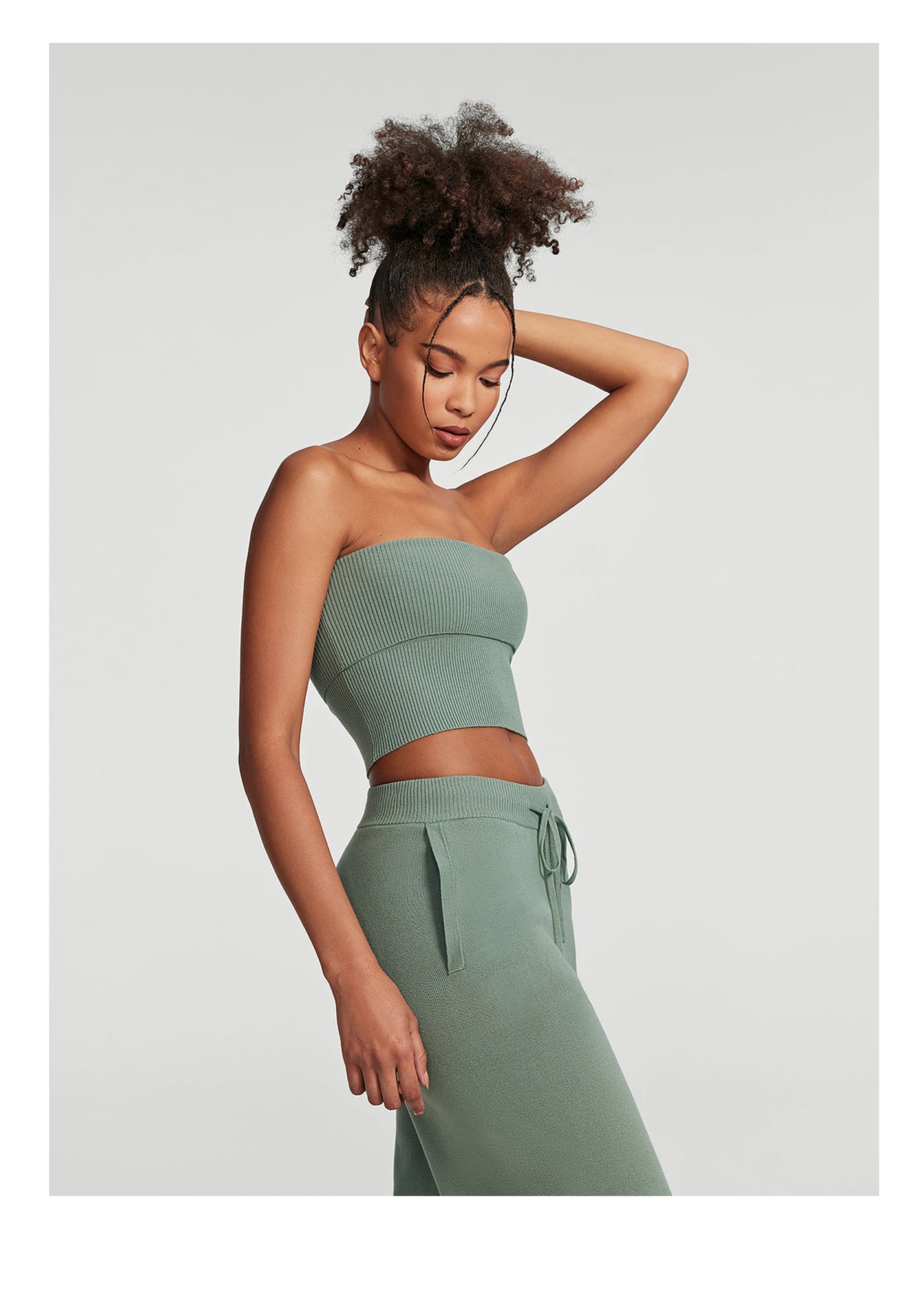 Chunky Knit Crop Top | Sage Green