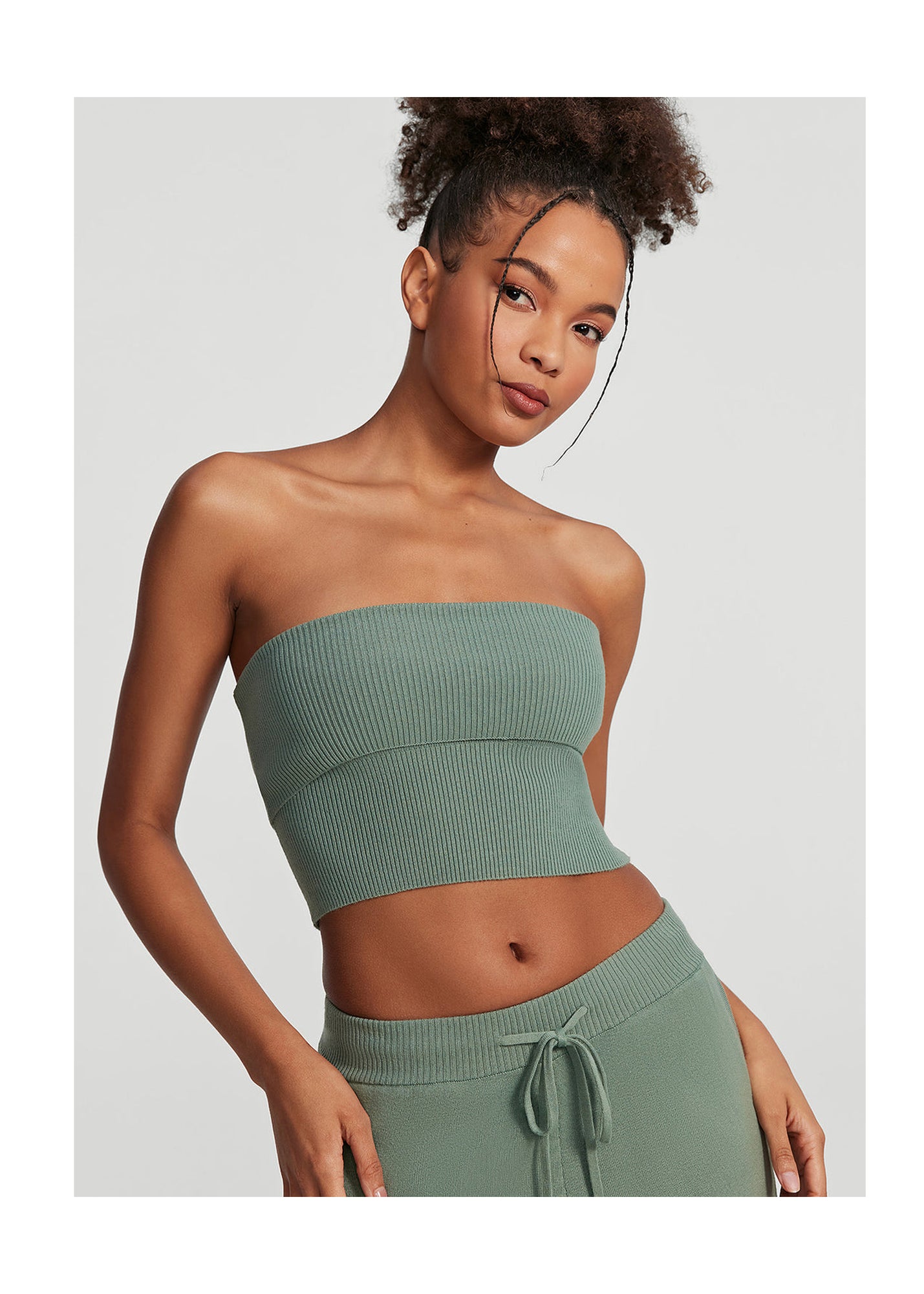 Chunky Knit Crop Top | Sage Green