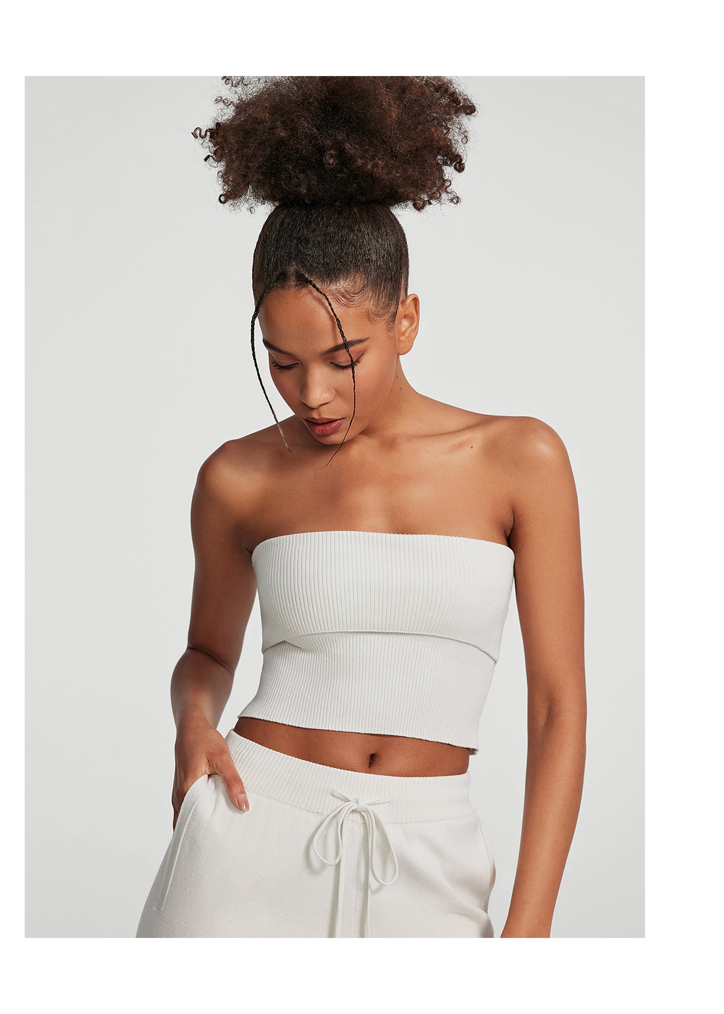 Chunky Knit Crop Top | White