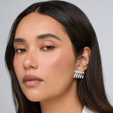 Clemmie Maxi Earrings | Silver PVD Plated Stainless Steel/Black Resin Beads