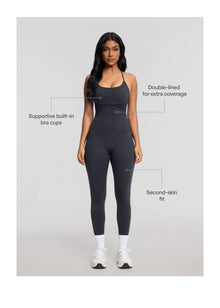 Contrology Crossback Bodysuit | Charcoal