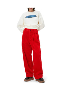 Corduroy Pleat Trousers | Fiery Red