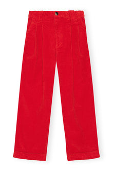 Corduroy Pleat Trousers | Fiery Red