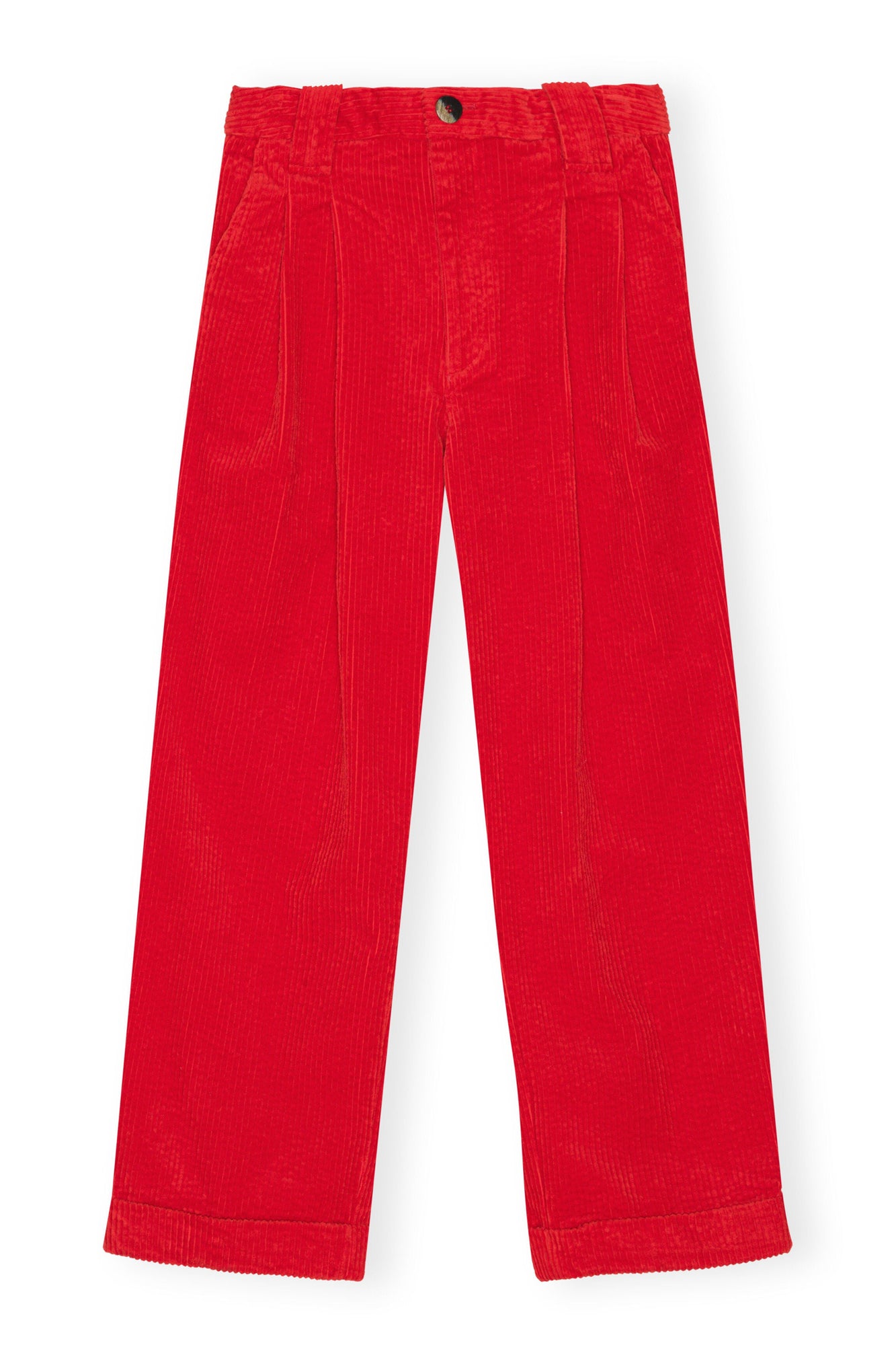 Corduroy Pleat Trousers | Fiery Red