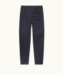Cornell Linen Tapered Leg Washed Linen Trousers | Night Iris