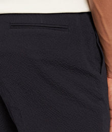 Cornell Tapered Leg Seersucker Trousers | Night Iris