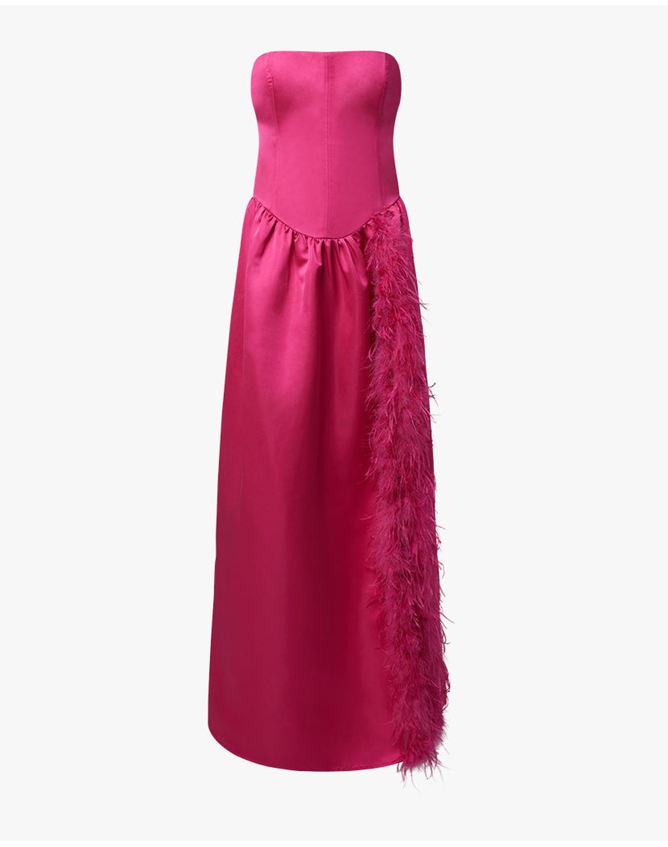 Corset Feathered Gown | Magenta