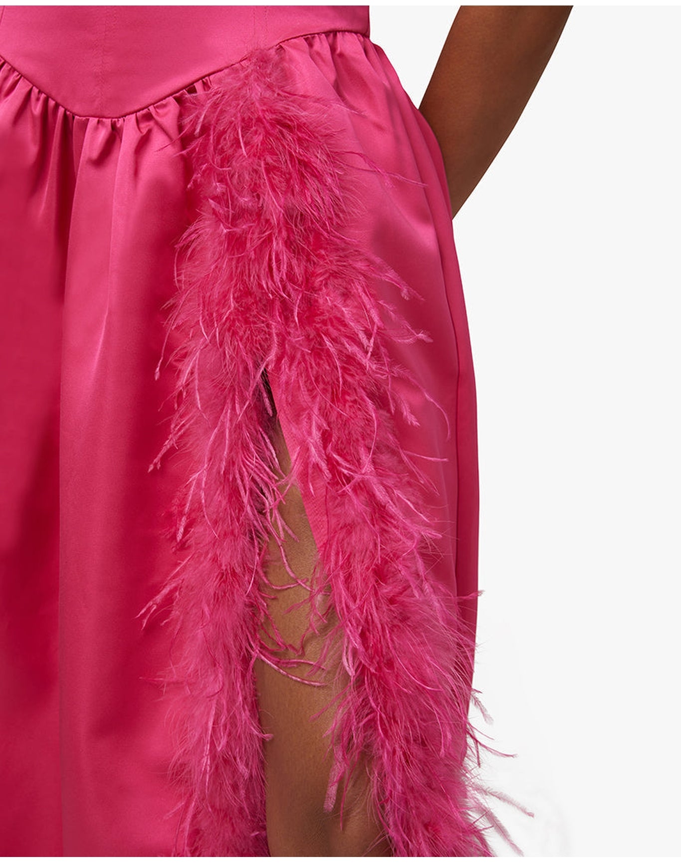 Corset Feathered Gown | Magenta