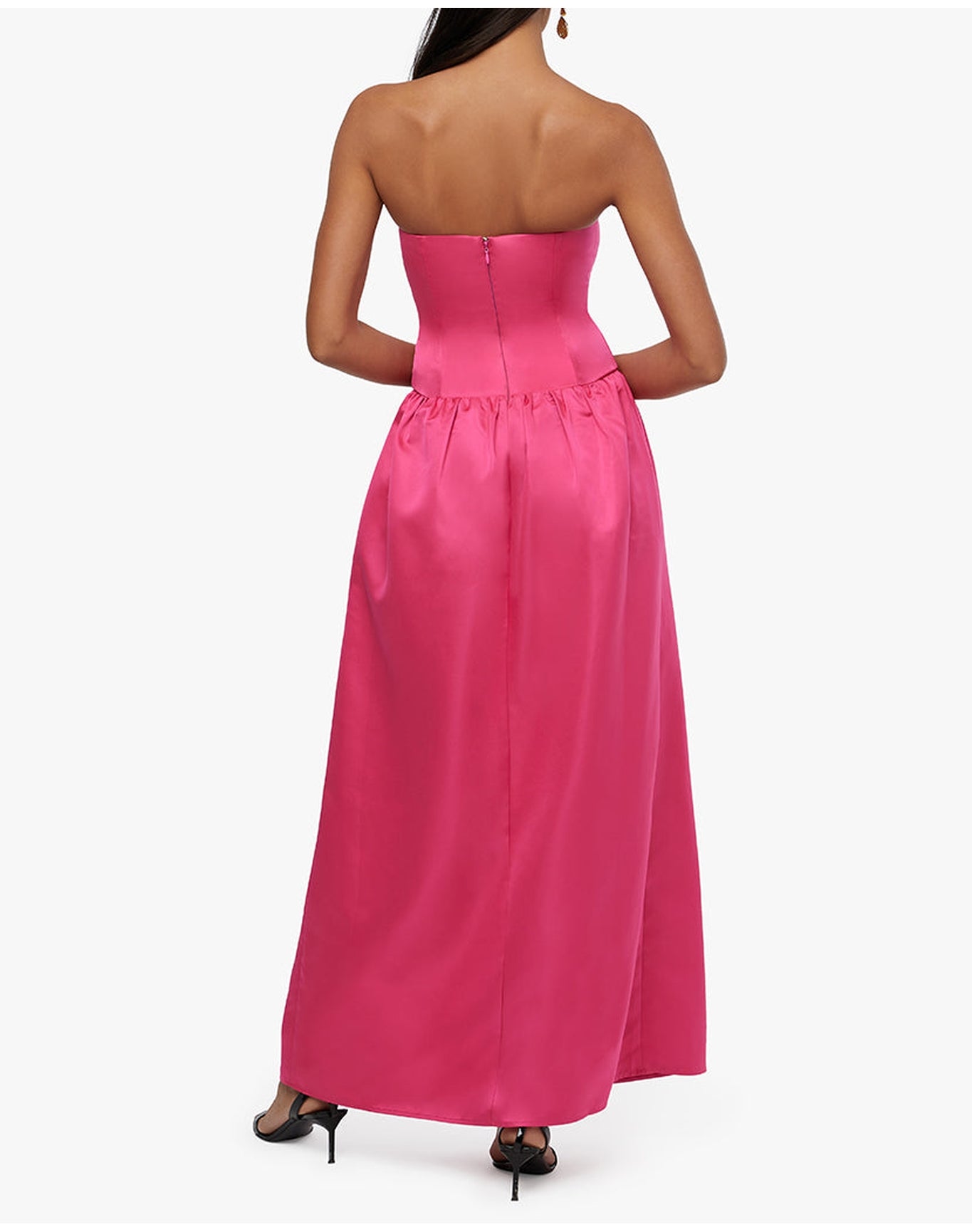 Corset Feathered Gown | Magenta