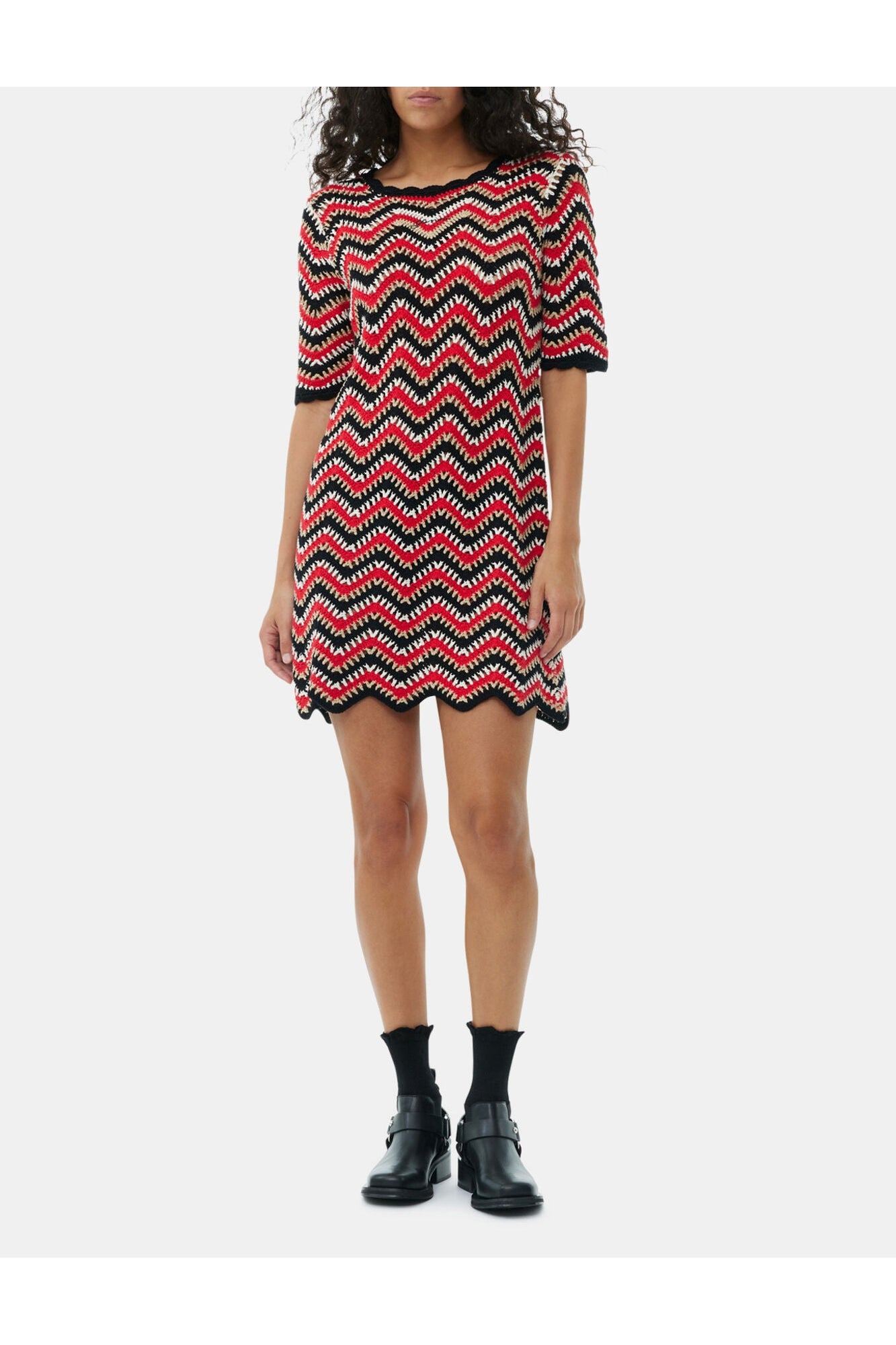 Cotton Crochet Mini Dress | Racing Red