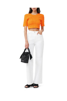 Cotton Poplin Cropped Smock Top | Vibrant Orange
