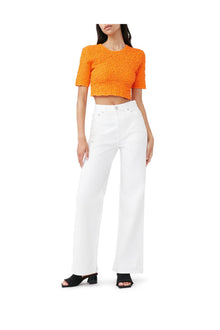 Cotton Poplin Cropped Smock Top | Vibrant Orange
