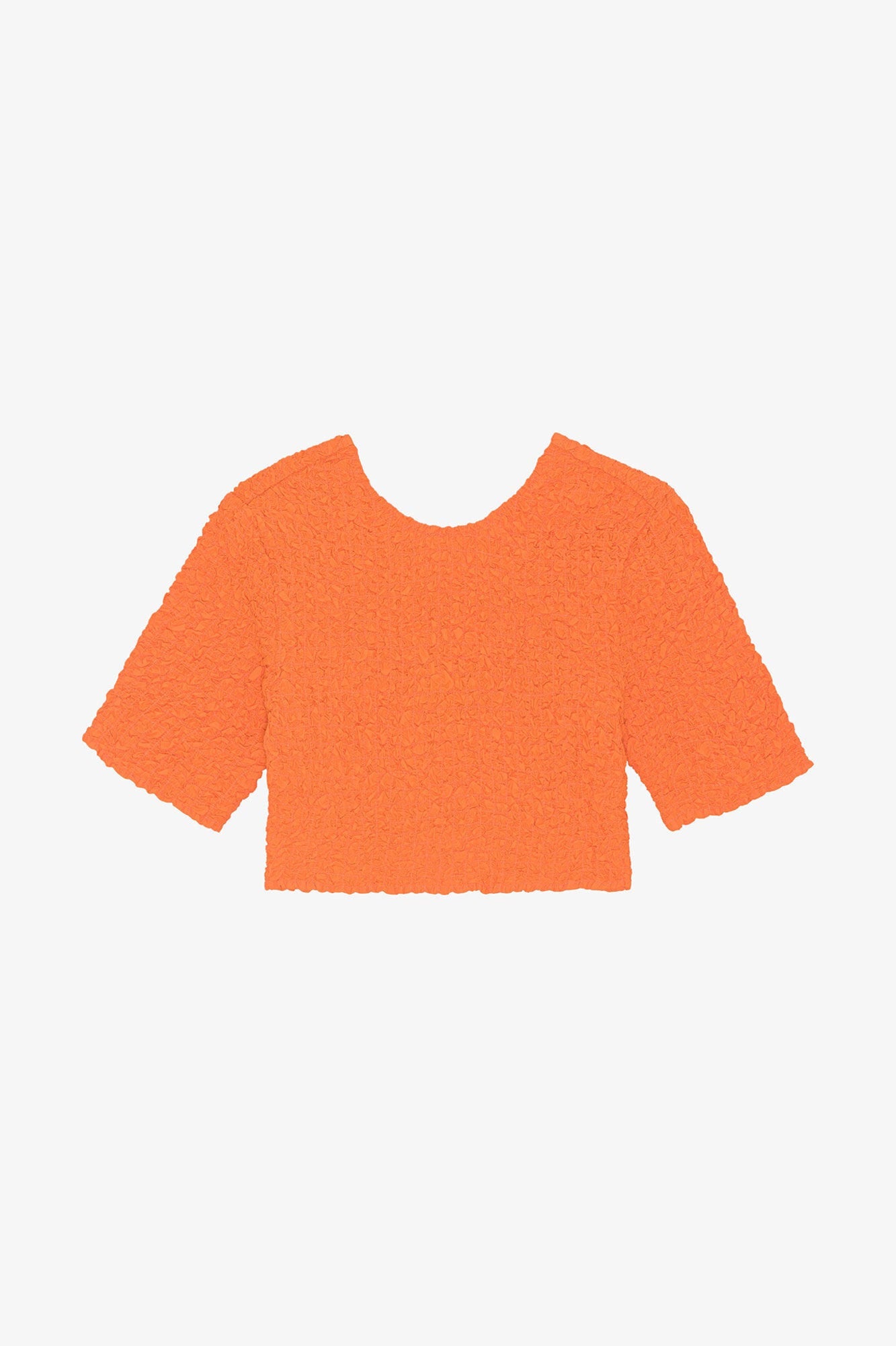 Cotton Poplin Cropped Smock Top | Vibrant Orange