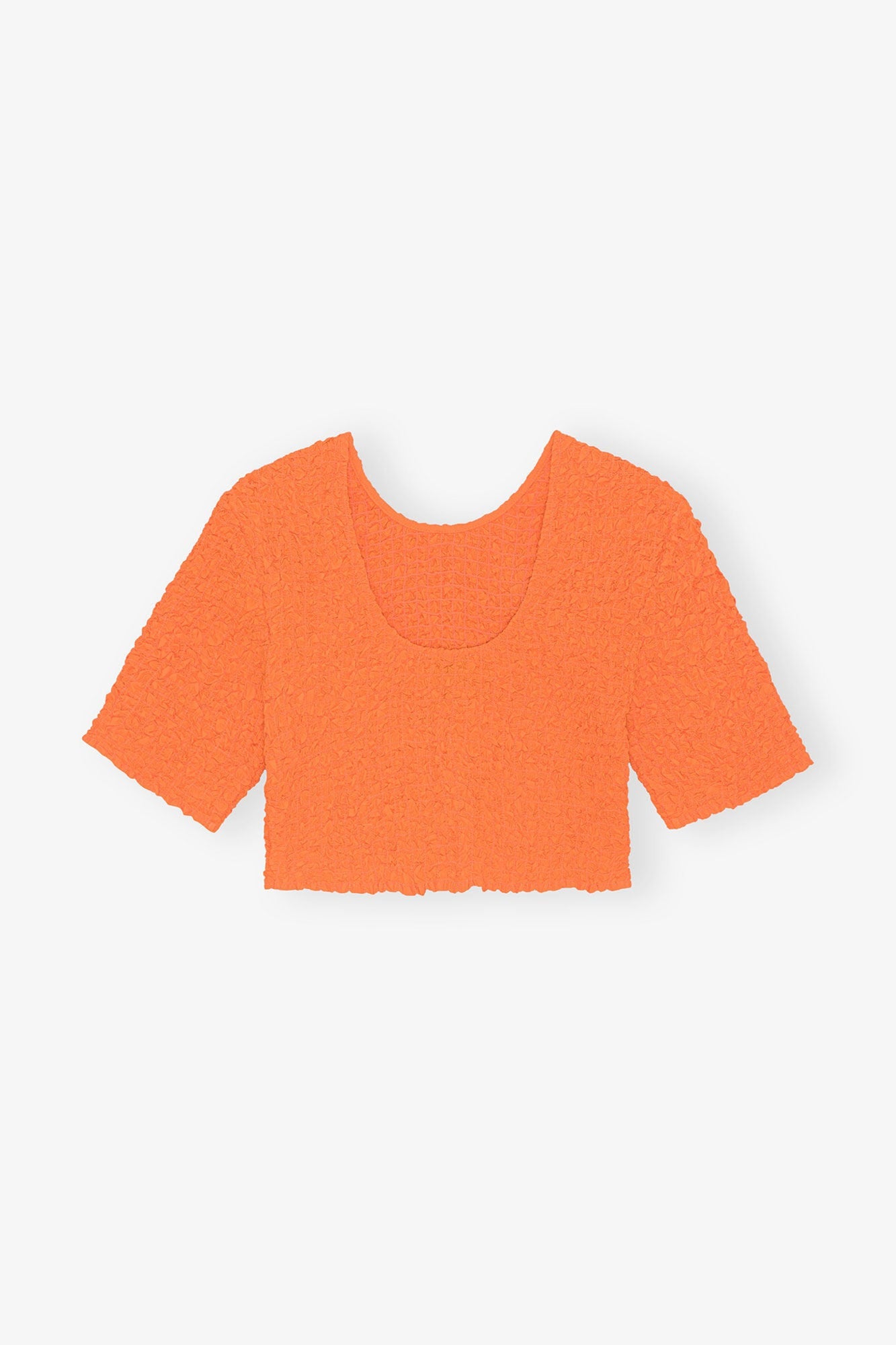 Cotton Poplin Cropped Smock Top | Vibrant Orange