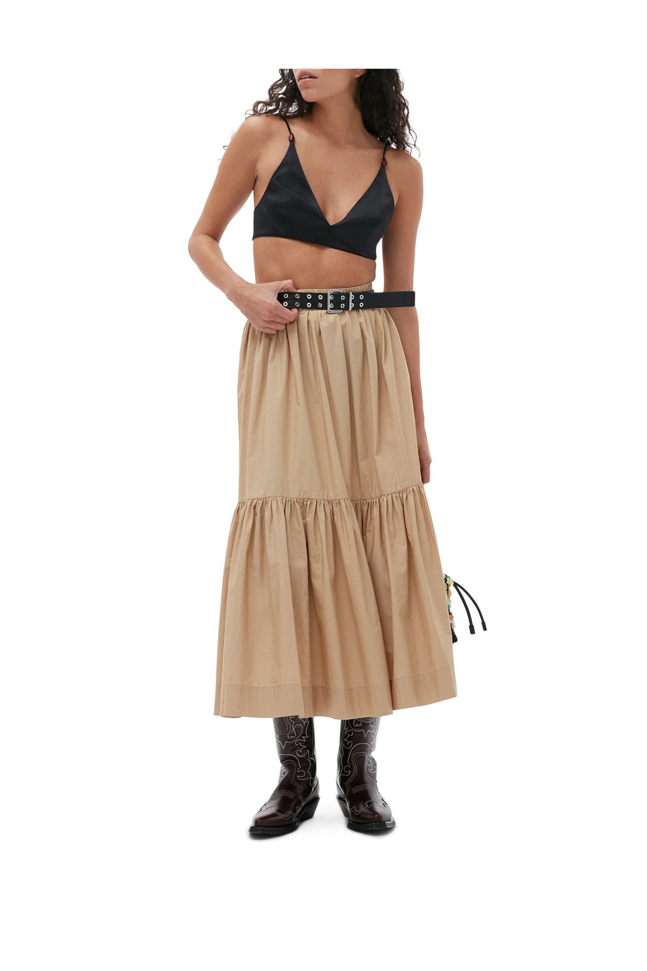 Cotton Poplin Maxi Flounce Skirt | Curds and Whey