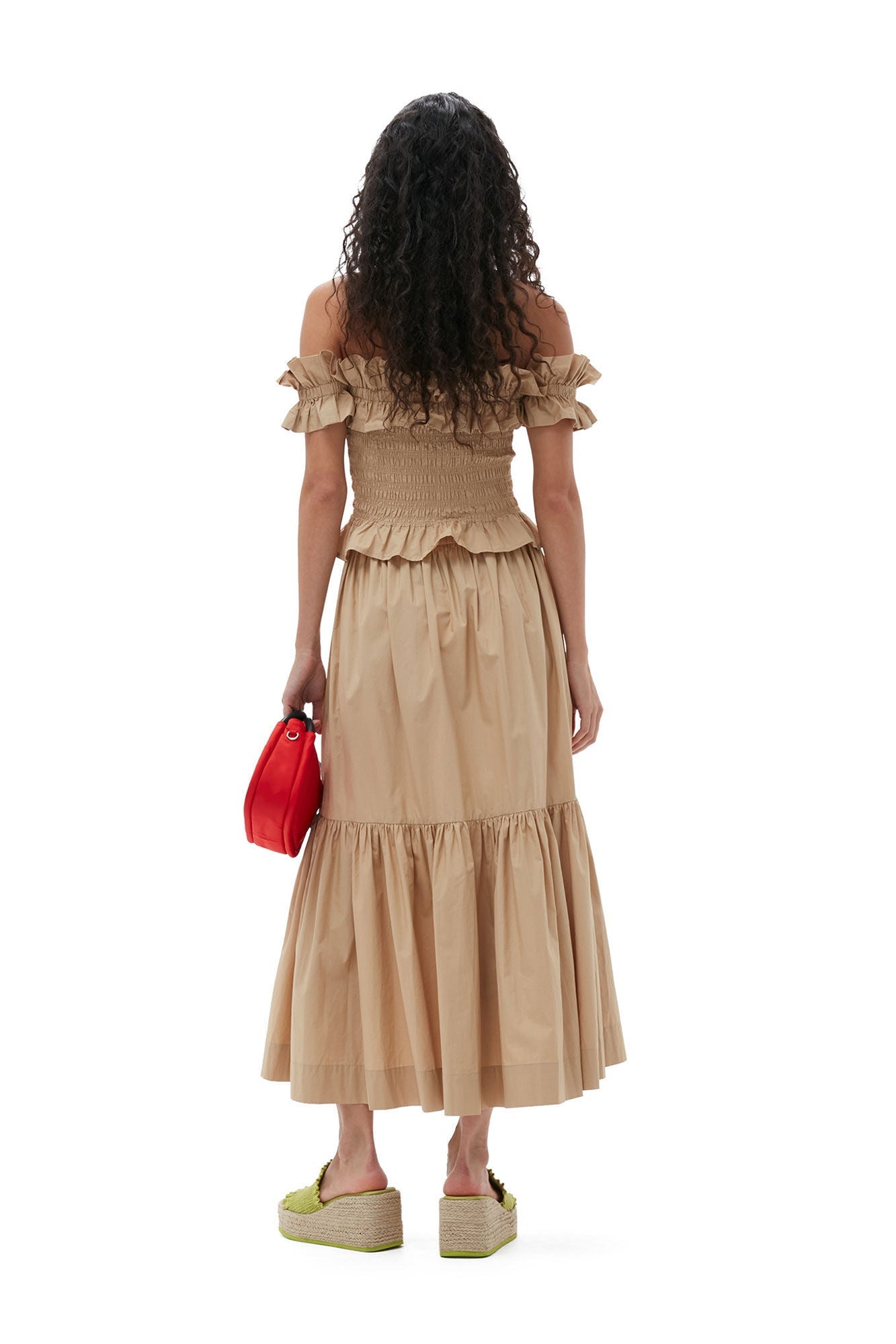 Cotton Poplin Maxi Flounce Skirt | Curds and Whey