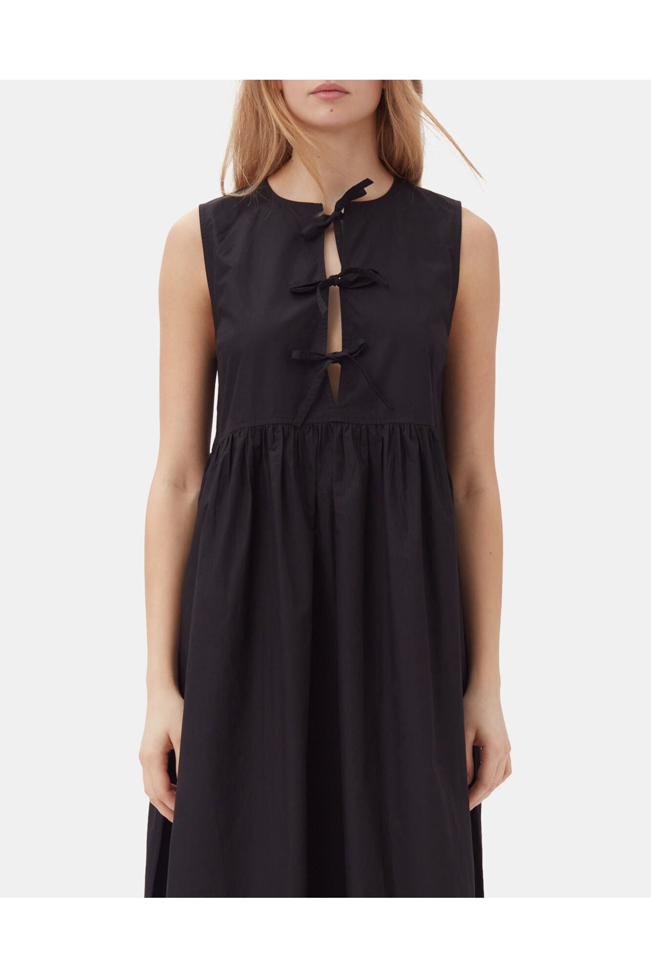 Cotton Poplin Midi Dress | Black (V1)