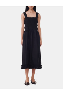 Cotton Poplin Midi Dress | Black (V2)