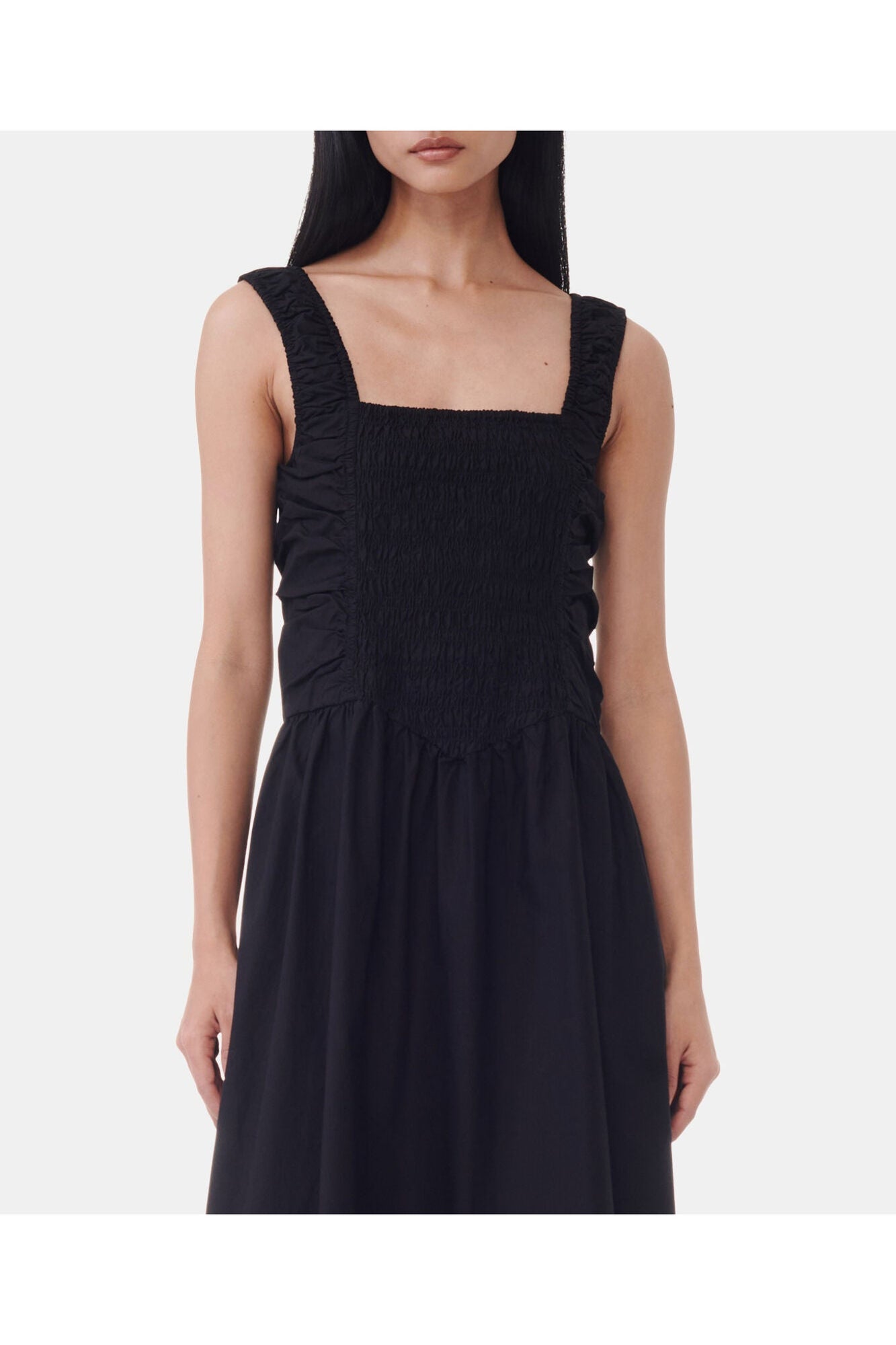Cotton Poplin Midi Dress | Black (V2)
