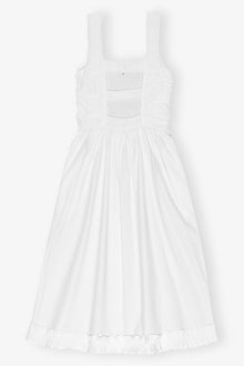 Cotton Poplin Midi Strap Smock Dress | Bright White