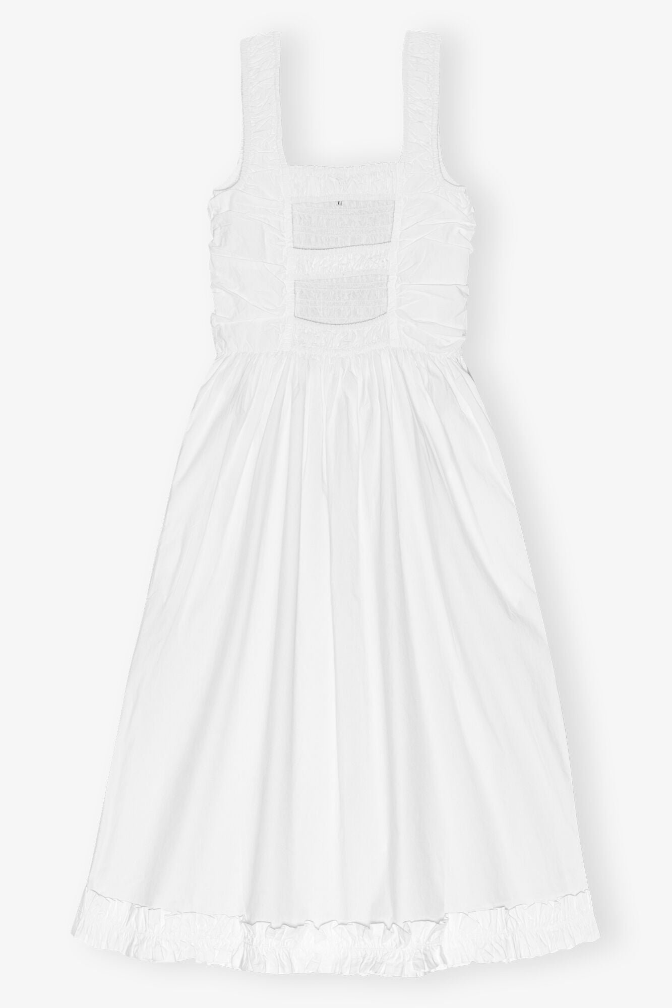 Cotton Poplin Midi Strap Smock Dress | Bright White