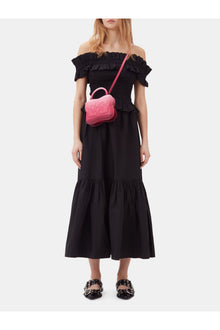 Cotton Poplin Off Shoulder Smock Top | Black