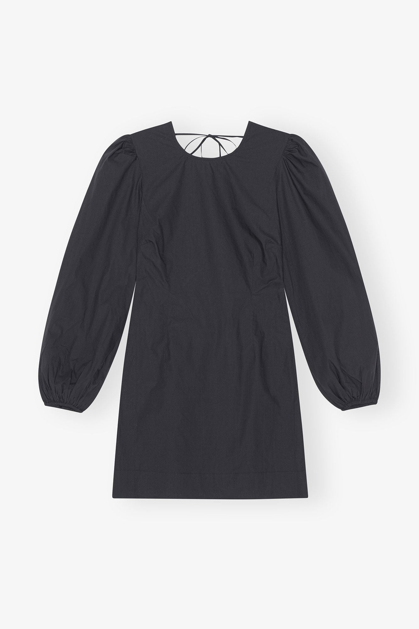 Cotton Poplin Open Back Mini Dress | Black