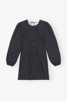 Cotton Poplin Open Back Mini Dress | Black