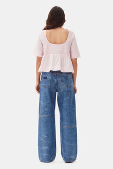 Cotton Poplin Open Back Smock Blouse | Chalk Pink