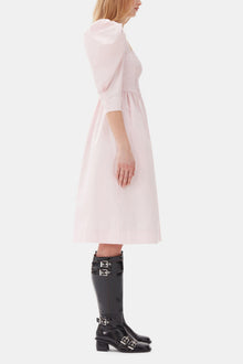 Cotton Poplin Open Neck Smock Dress | Chalk Pink