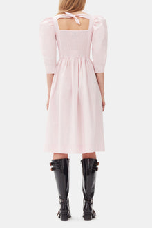 Cotton Poplin Open Neck Smock Dress | Chalk Pink