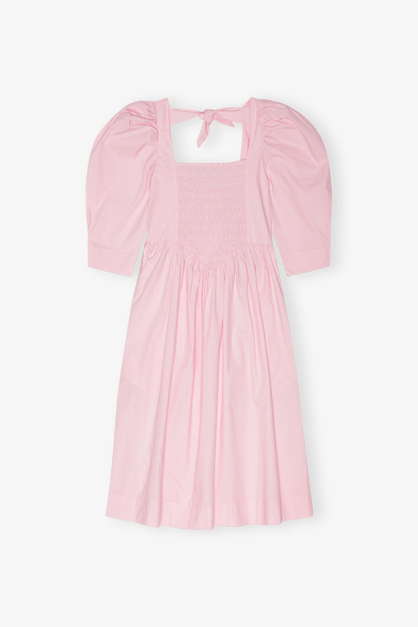 Cotton Poplin Open Neck Smock Dress | Chalk Pink