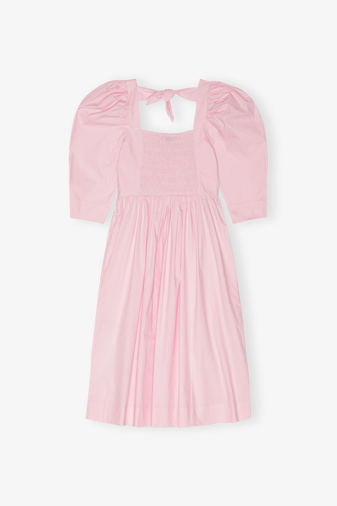 Cotton Poplin Open Neck Smock Dress | Chalk Pink
